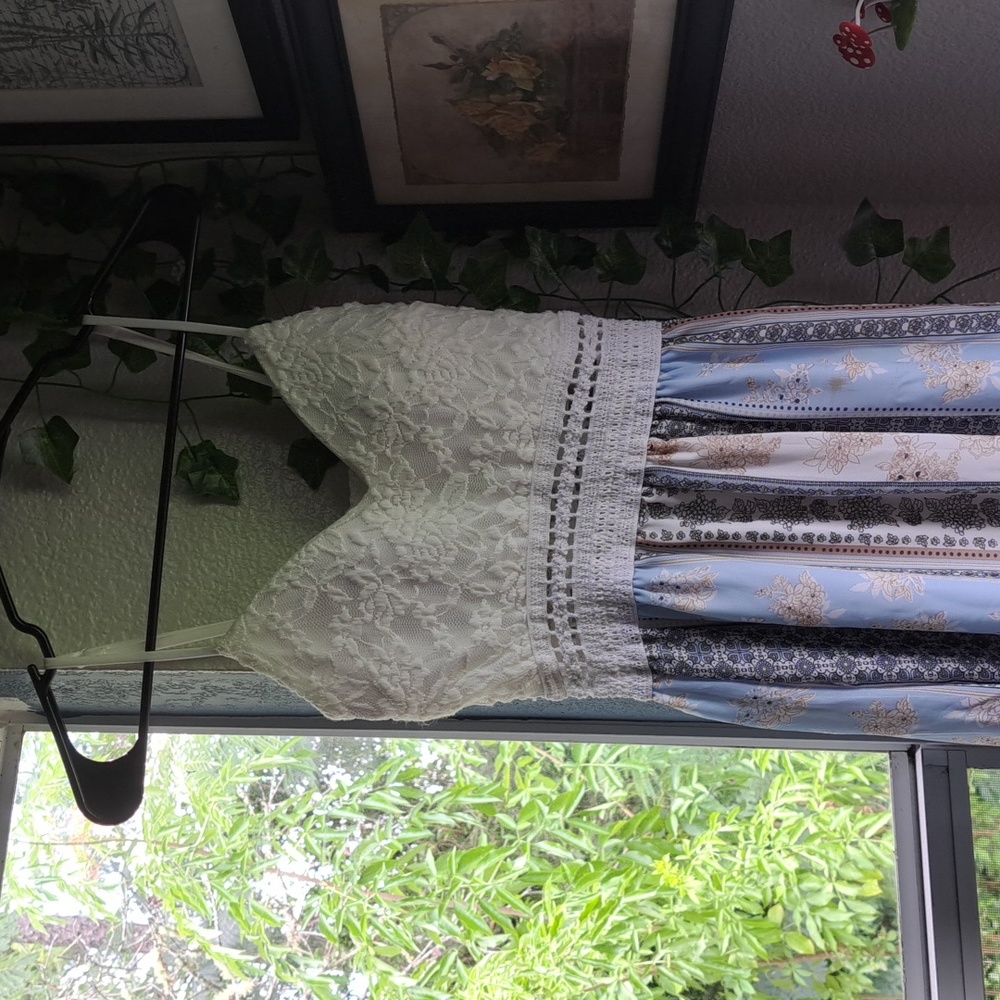 Blue boho dress